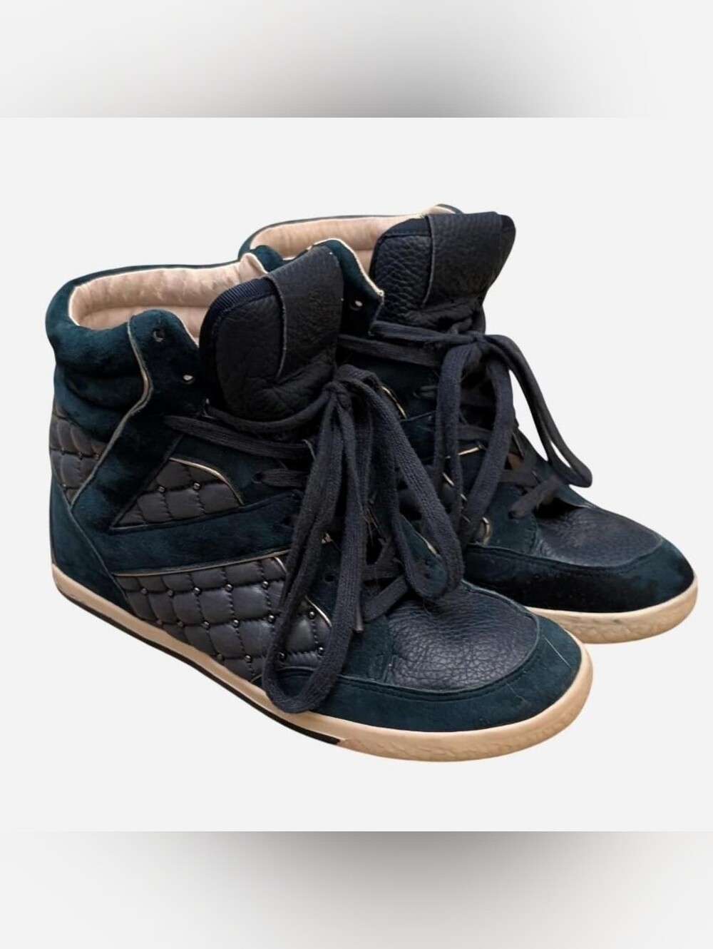 Women's High-Top Lace-Up Sneakers in Dark Teal